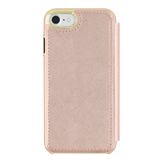 【iPhoneSE(第2世代)/8/7 ケース】Folio Case (Saffiano Rose Gold/Gold Logo Plate)サブ画像