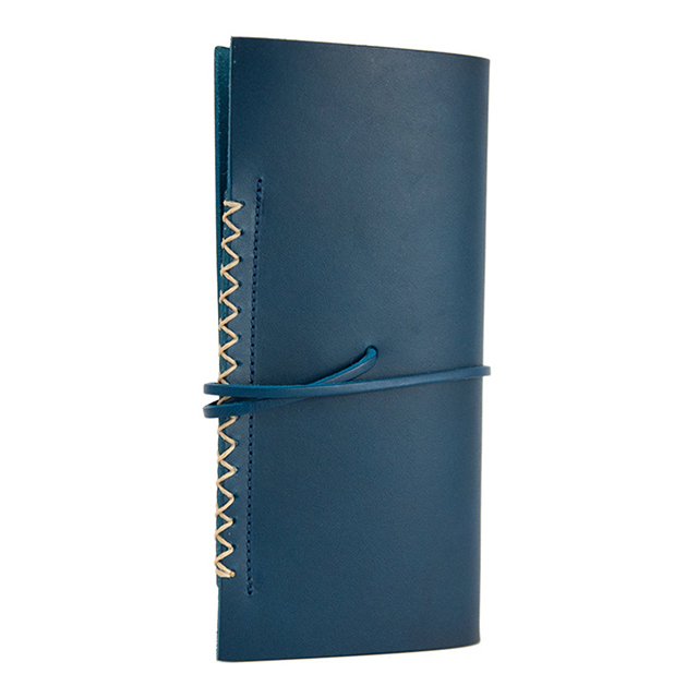 【マルチ スマホケース】一枚革手帳型カバー ブッテーロ レザー (ブルー)サブ画像