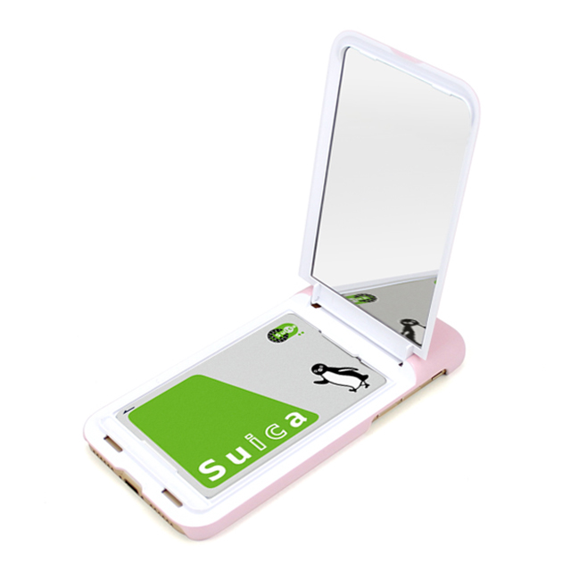 【iPhone8/7 ケース】鏡付き背面収納型 デザインケース (ハイビスカスaloha02ピンク)サブ画像
