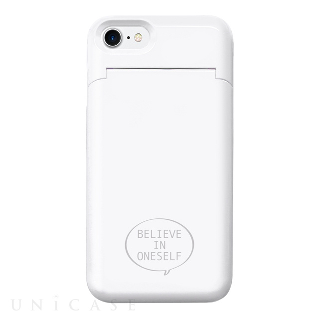 【iPhone8/7 ケース】鏡付き背面収納型 デザインケース (Color 01 ホワイト)