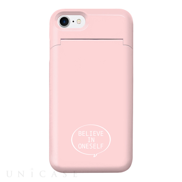 【iPhone8/7 ケース】鏡付き背面収納型 デザインケース (Color 02 ペールピンク)