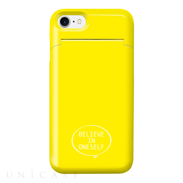 【iPhone8/7 ケース】鏡付き背面収納型 デザインケース (Color 05 イエロー)