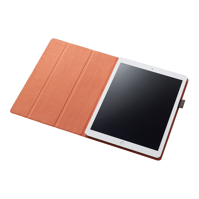 【iPad Pro(12.9inch)(第2世代) ケース】フラップカバー イタリア製高級ソフトレザー 2アングル 薄型 (ブラウン)サブ画像