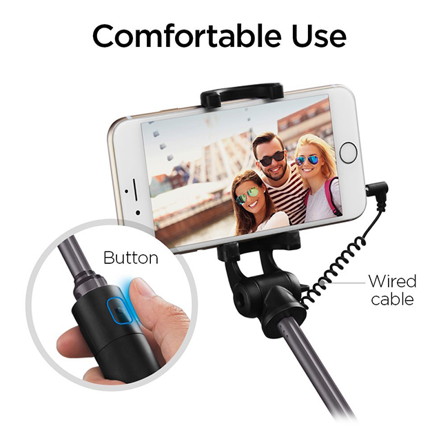 S530 Battery Free Wired Selfie Stick (Black)サブ画像