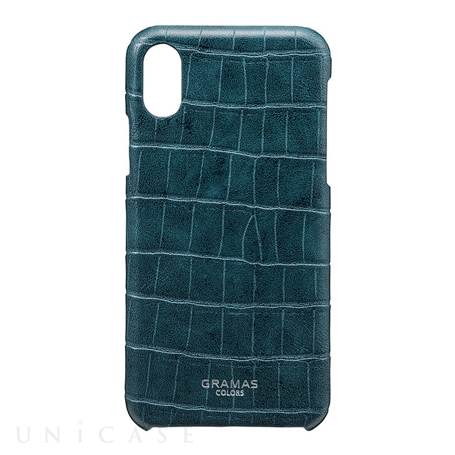 【iPhoneXS/X ケース】“EURO Passione Croco” Shell PU Leather Case (Navy)