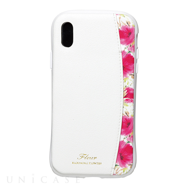 【iPhoneXS/X ケース】プロテクターポケットケース ”Fleur” (WHITE)