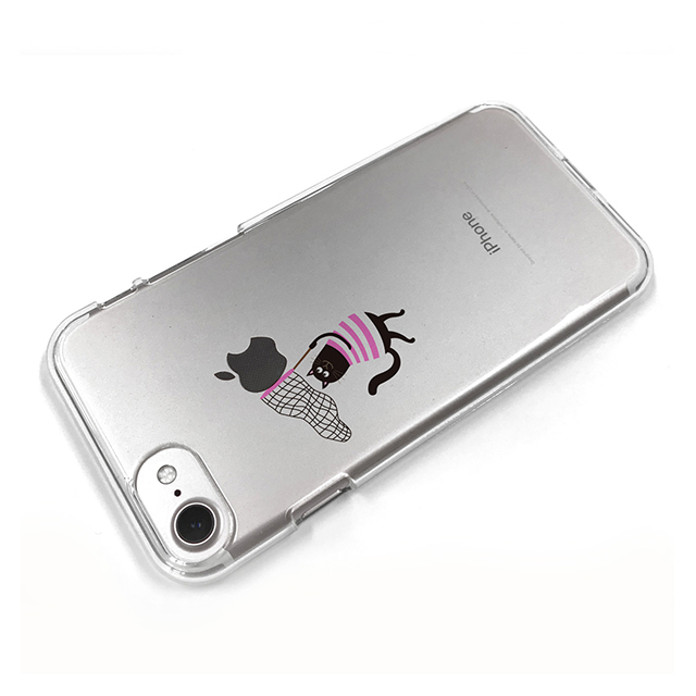 【iPhone8/7 ケース】ソフトクリアケース (虫取りネコ ピンク）サブ画像