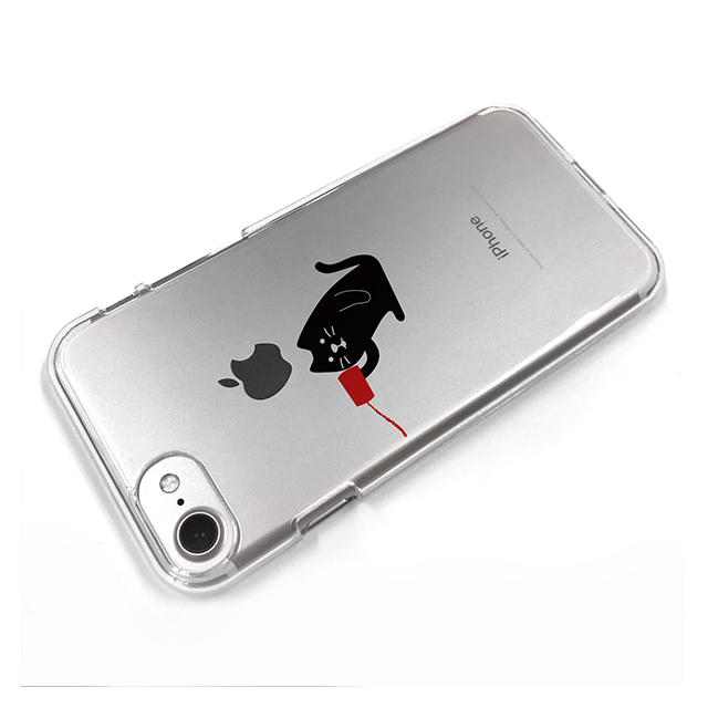 【iPhone8/7 ケース】ソフトクリアケース (糸電話 聞くネコ)サブ画像