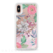 【iPhoneXS/X ケース】Pink Floral Succulents Feminine Chic Nature Glitter