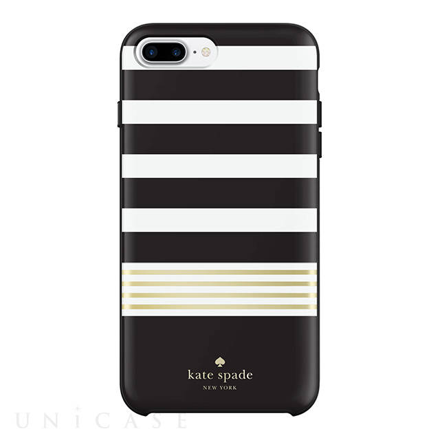 【iPhone8 Plus/7 Plus ケース】Protective Hardshell Case (Stripe 2 Black/White/Gold Foil)