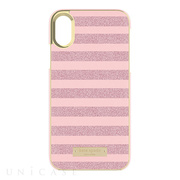 【iPhoneXS/X ケース】Wrap Case (Glitter Stripe Rose Quartz Saffiano/Rose Gold Glitter)