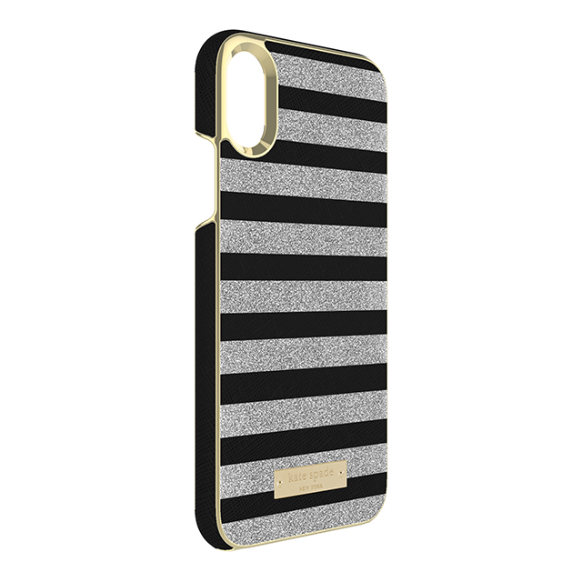 【iPhoneXS/X ケース】Wrap Case (Glitter Stripe Black Saffiano/Silver Glitter)goods_nameサブ画像