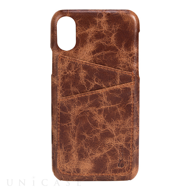 【iPhoneXS/X ケース】TUMBA 2 Card Cover (Brown Marble)