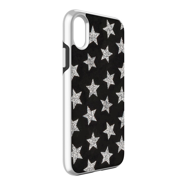【iPhoneXS/X ケース】Luxe Double Up Case (Leather Stars Black/Silver Glitter)サブ画像