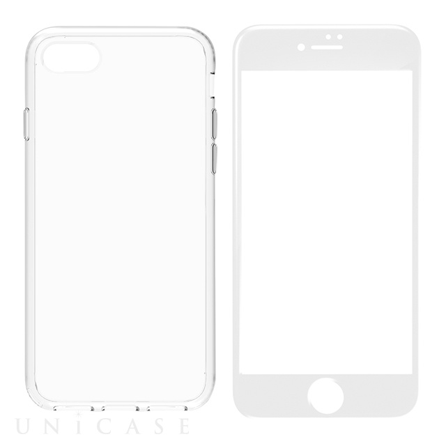 【iPhone8/7 ケース】[Turtle Pro]ハイブリッドケース (クリア)＆ガラスセット (ホワイトフレームガラス)