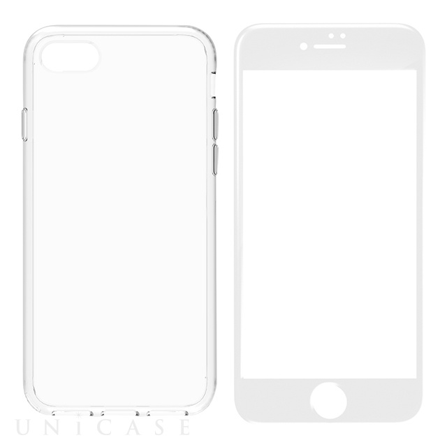 【iPhone8 Plus/7 Plus ケース】[Turtle Pro]ハイブリッドケース (クリア)＆ガラスセット (ホワイトフレームガラス)