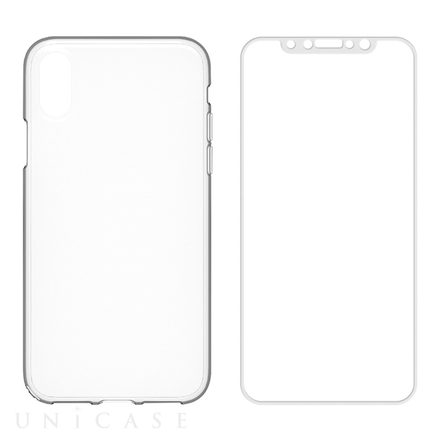 【iPhoneXS/X ケース】[Aegis Pro]フルカバーTPUケース＆ガラスセット (ホワイトフレームガラス)