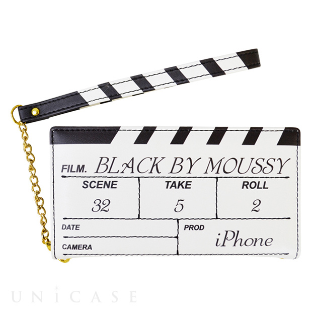 【iPhoneSE(第3/2世代)/8/7/6s/6 ケース】BLACK BY MOUSSY カチンコ手帳ケース(ホワイト)