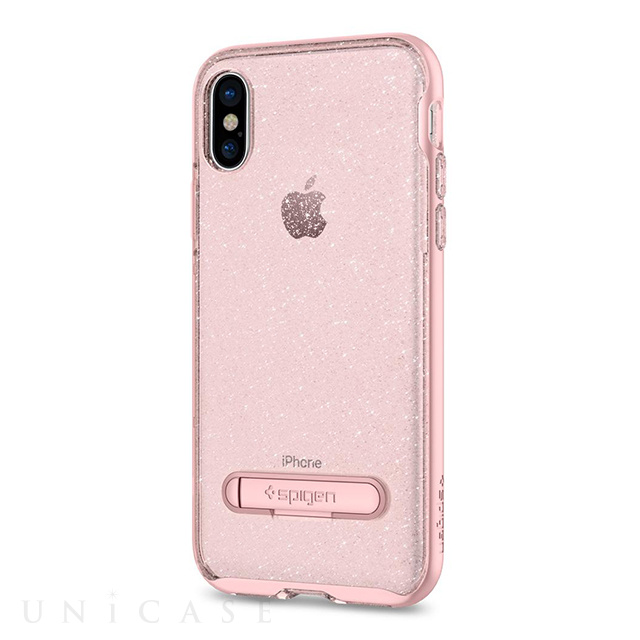 【iPhoneX ケース】Crystal Hybrid (Glitter Rose Quartz)