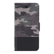 【iPhoneSE(第3/2世代)/8/7 ケース】カモフラージュ柄フラップケース「CAMOUFLAGE」 グリーン/ブラック