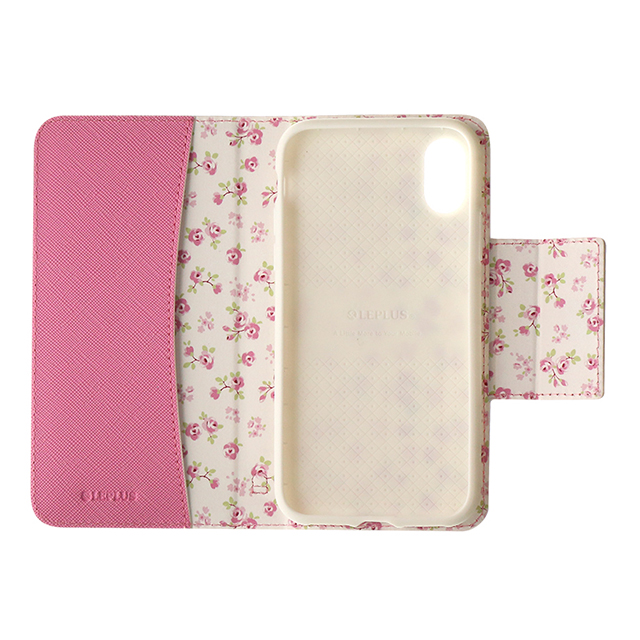 【iPhoneXS/X ケース】フラワー柄ブックケース「Bouquet」 (ピンク)サブ画像