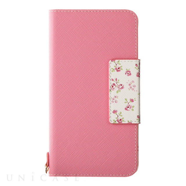 【iPhoneXS/X ケース】フラワー柄ブックケース「Bouquet」 (ピンク)