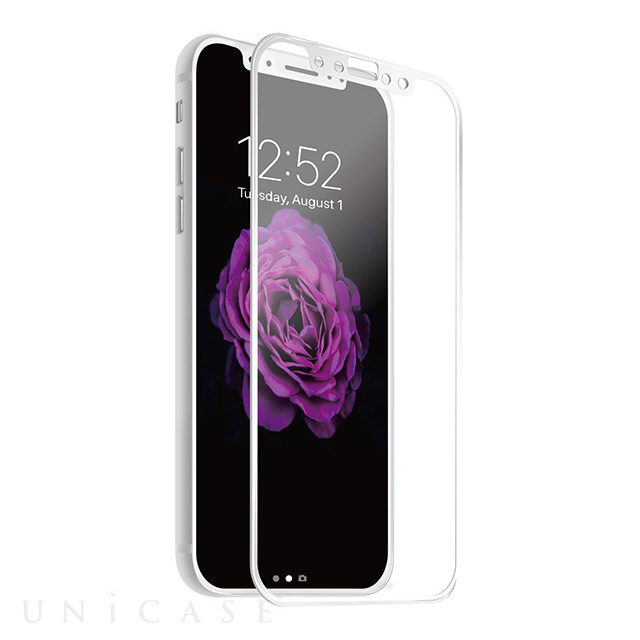 【iPhoneXS/X フィルム】プレミアムガラス9H PETフレーム 強化ガラス 液晶保護シート 0.26mm (ホワイト)