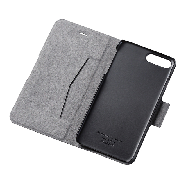 【iPhone8 Plus/7 Plus ケース】ソフトレザーカバー薄型磁石付きカーボン調ブラックサブ画像