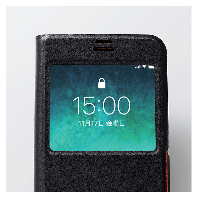 【iPhone8/7 ケース】ソフトレザーカバー 薄型 窓付 磁石付 (ネイビー) サブ画像