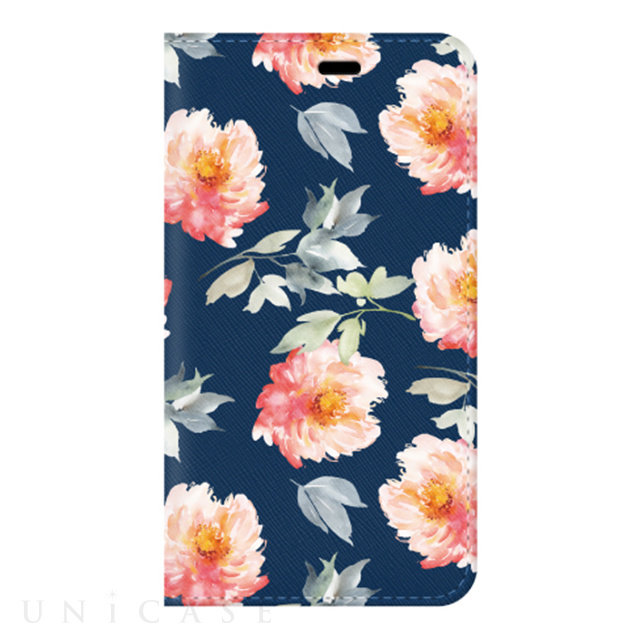 【iPhoneXS/X ケース】手帳型ケース (navy peony)