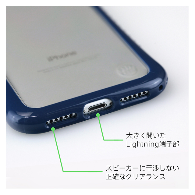 【iPhone8/7 ケース】HYBRID SHELL + TUNEGLASS 耐衝撃クリアケース (ブルー)サブ画像