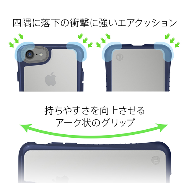 【iPhone8/7 ケース】HYBRID SHELL + TUNEGLASS 耐衝撃クリアケース (ブルー)サブ画像
