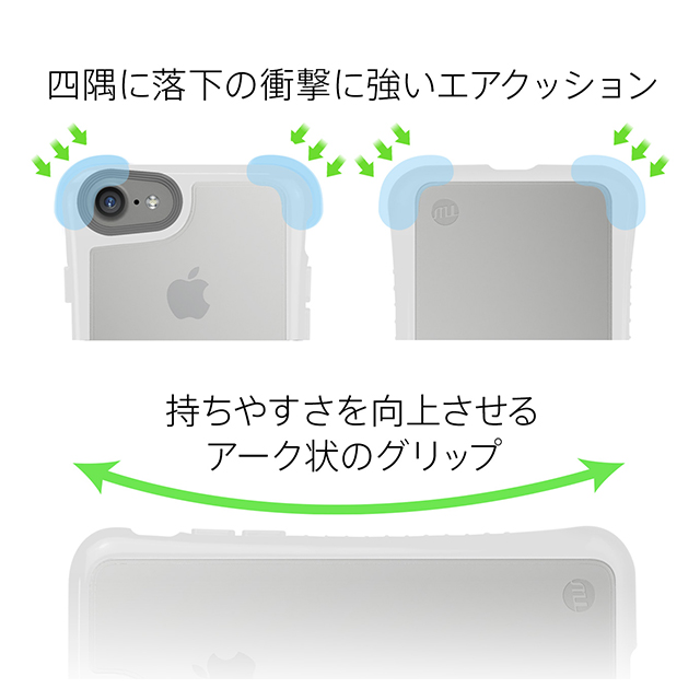 【iPhone8/7 ケース】HYBRID SHELL + TUNEGLASS 耐衝撃クリアケース (グレイ)サブ画像