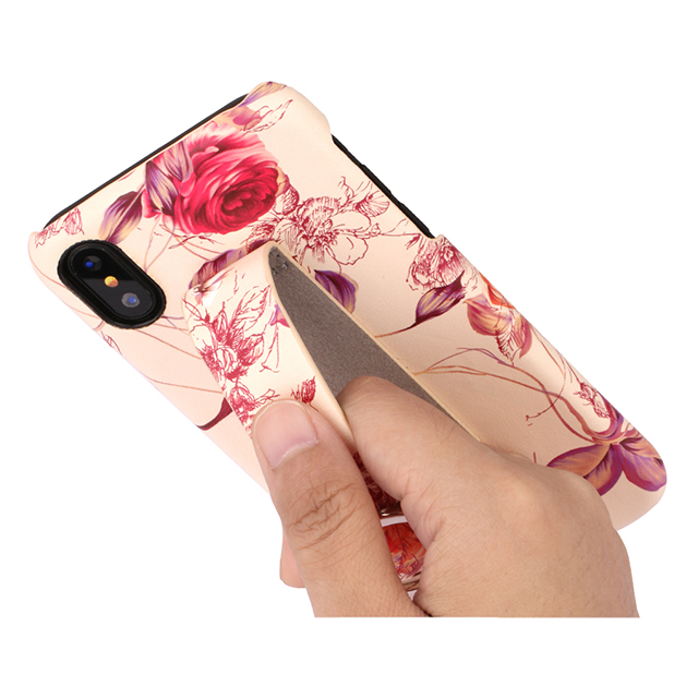 【iPhoneXS/X ケース】ベルト付き花柄ケース (ホワイトピンク)サブ画像