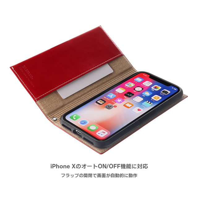 【iPhoneX ケース】薄型PUレザーフラップケース「PRIME Smart Flap」(オートスリープ対応)/レッドgoods_nameサブ画像