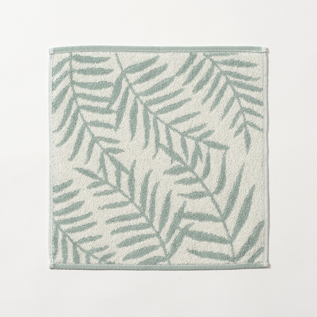 JACQUARD HANDKERCHIEF TOWEL PAINT LEAF WH/ジャガード ハンカチタオル ペイントリーフ ホワイトgoods_nameサブ画像