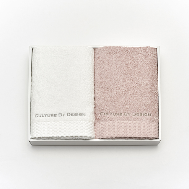 COTTON BATH TOWEL SET WHITE × ROSE SMOKE/コットンバスタオル ホワイト×ローズスモーク 2枚セットサブ画像