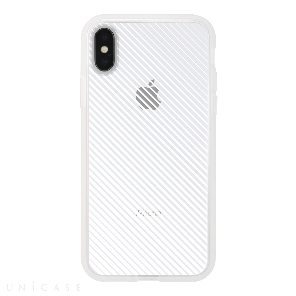 【iPhoneXS/X ケース】MONOCHROME CASE for iPhoneXS/X (Slash Stripe White)