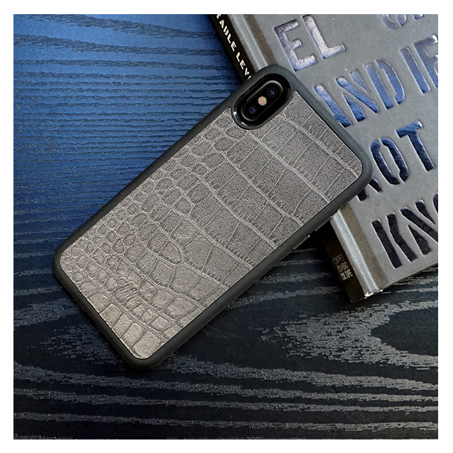 【iPhoneXS/X ケース】Vegan Leather Case (Crocodile Patent Grey)goods_nameサブ画像