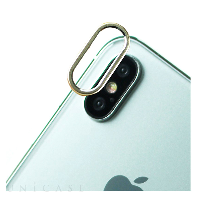 【iPhoneX】背面カメラレンズ保護リング レンズガードプロテクター (ゴールド)