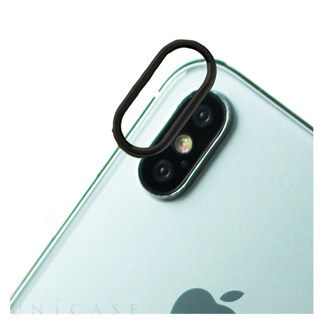 【iPhoneX】背面カメラレンズ保護リング レンズガードプロテクター (ブラック)