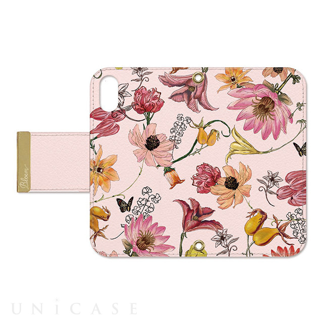 【iPhoneXS/X ケース】OILSHOCK DESIGNS Floral花柄タッセル付き手帳型ケース (Bloem Flower 002-Pink)
