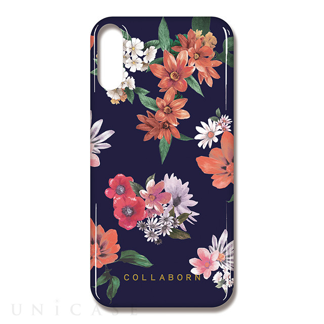 【iPhoneXS/X ケース】OILSHOCK DESIGNS Floral花柄デザインTPUケース (Vivid flower-NVY)