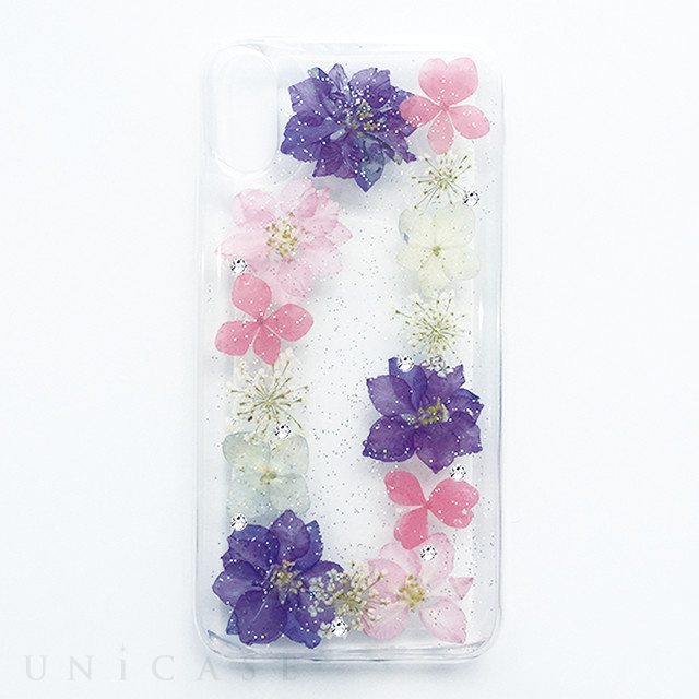 【iPhoneXS/X ケース】押し花入りiPhoneケース (Colorful and bordering)