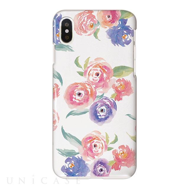 【iPhoneXS/X ケース】OILSHOCK DESIGNS 花柄タフケース (Watercolor rose)