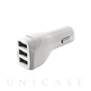 DC充電器 USB3ポート充電器 最大出力4.8A (ホワイト)