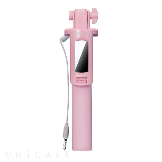 Peace Stick ミラー付自撮り棒(有線タイプ) (ピンク) LEPLUS iPhoneケースは UNiCASE