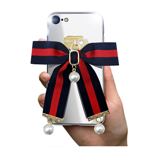 【iPhoneSE(第3/2世代)/8/7 ケース】Mirror Ribbon Case (ネイビー/レッド) goods_nameサブ画像