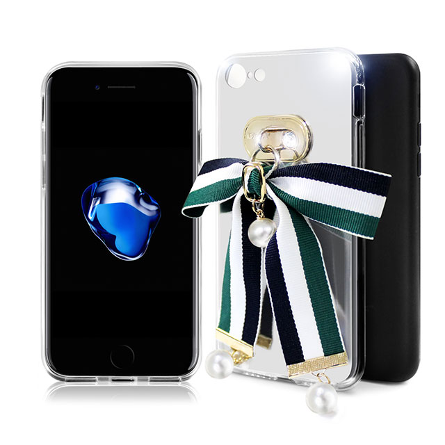 【iPhoneSE(第3/2世代)/8/7 ケース】Mirror Ribbon Case (ネイビー/レッド) サブ画像