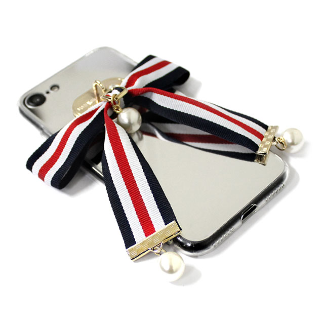 【iPhoneSE(第3/2世代)/8/7 ケース】Mirror Ribbon Case (ネイビー/ホワイト/レッド) goods_nameサブ画像